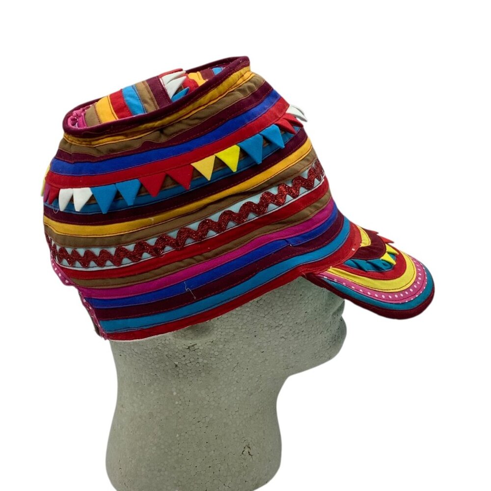 Handmade Colorful Multicolor‎ Striped Pattern Hat Cap Decorative Trim